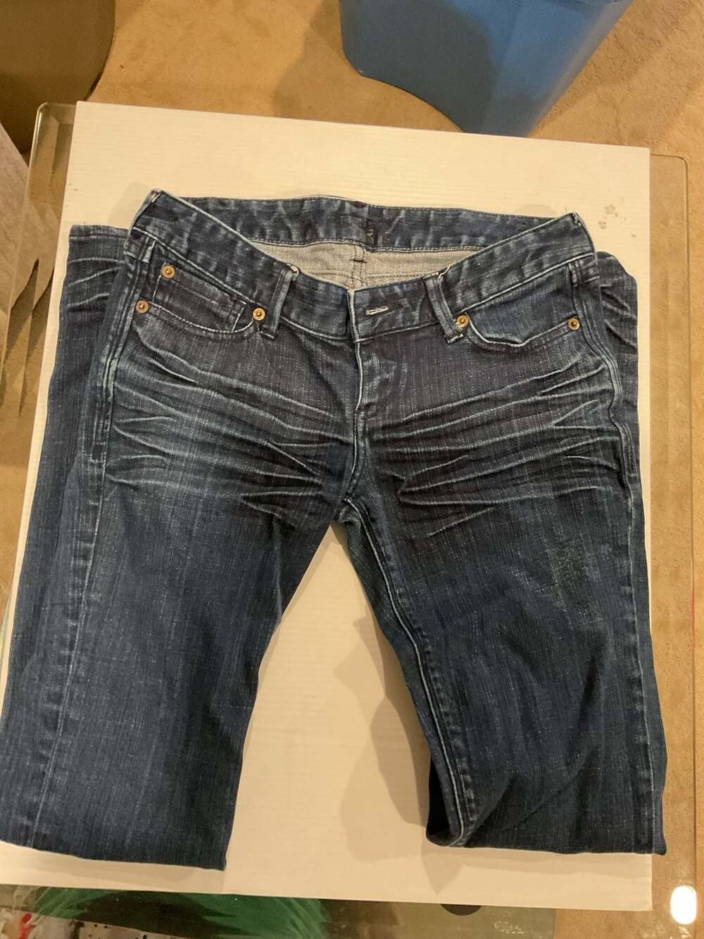 Free Culture Low Rise Dark Wash Skinny Jeans with Heavy Whiskering